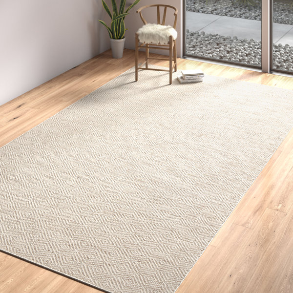 Wade Logan® Yerby Geometric Handmade Flatweave Wool Ivory Area Rug
